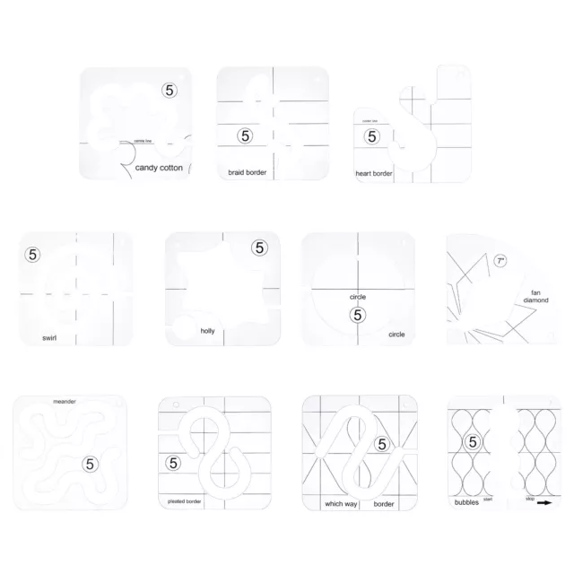 11pcs Free Motion Quilting Template Acrylic Sewing Ruler Templates