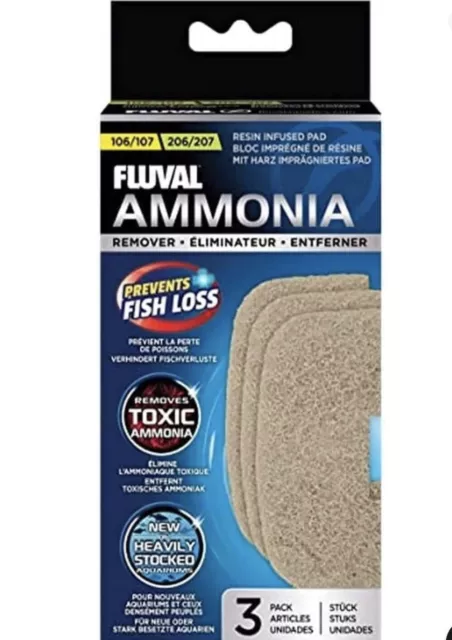 Fluval 106 / 107 206 / 207 Ammonia Canister Aquarium Filter Media Pad 4 Pack