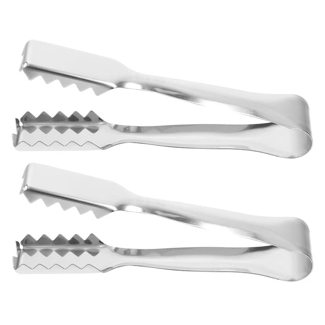 2 Pcs Buffet Tong Stainless Steel Ice Cube Tongs Household Tools Ice Tongs