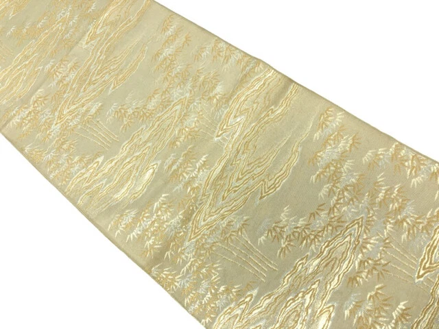 6394868: Japanese Kimono / Antique Fukuro Obi / Woven Bamboo Grass & Haze
