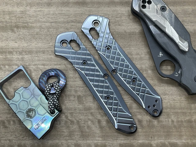 Black engraved FRAG milled Titanium Scales for Benchmade 940 Osborne