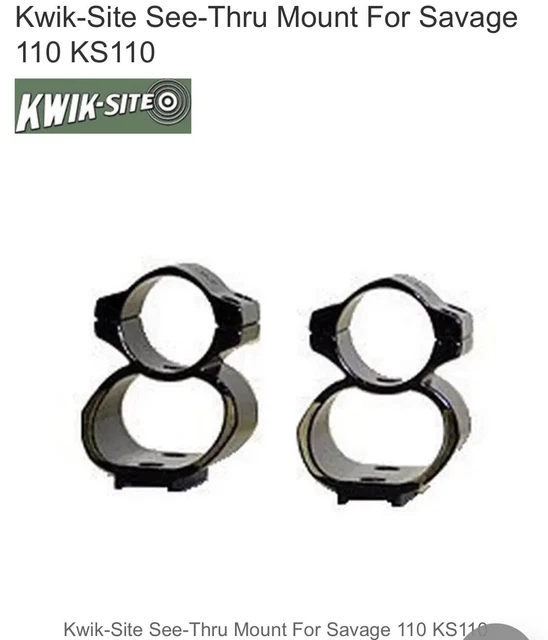 KWIK SITE SEE thru Savage 110 111 Lightweight Alloy Scope Mount rings