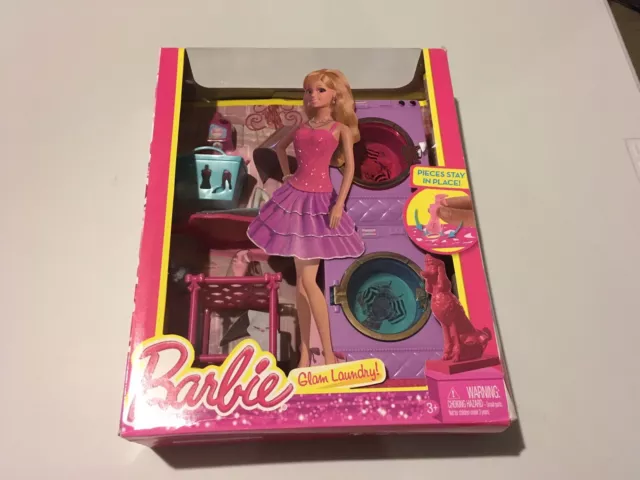 BARBIE GLAM LAUNDRY 2012 Mattel Barbie Doll Washer & Dryer Spins! Iron  Cute! New $59.99 - PicClick