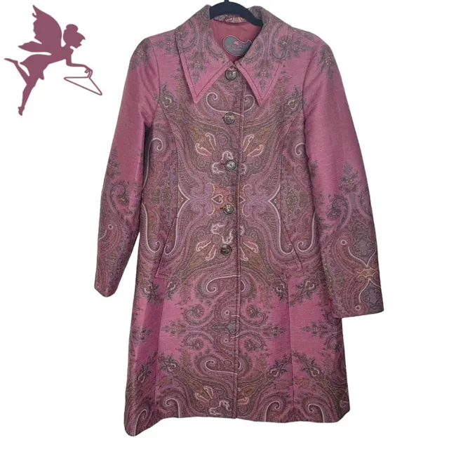 ETRO Berry Jacquard Satin Lined Wool Coat