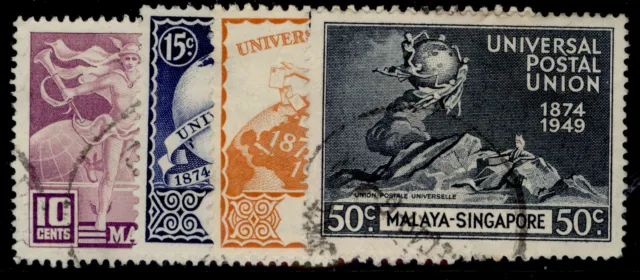 SINGAPORE GVI SG33-36, 1949 ANNIVERSARY of UPU set, FINE USED. Cat £11.