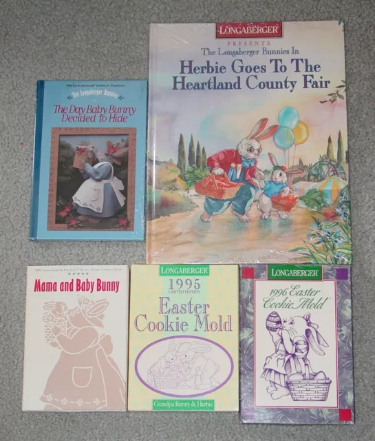 New Longaberger Basket Easter Lot-2 Sealed Books, 1994,1995, &1996 Cookie Molds