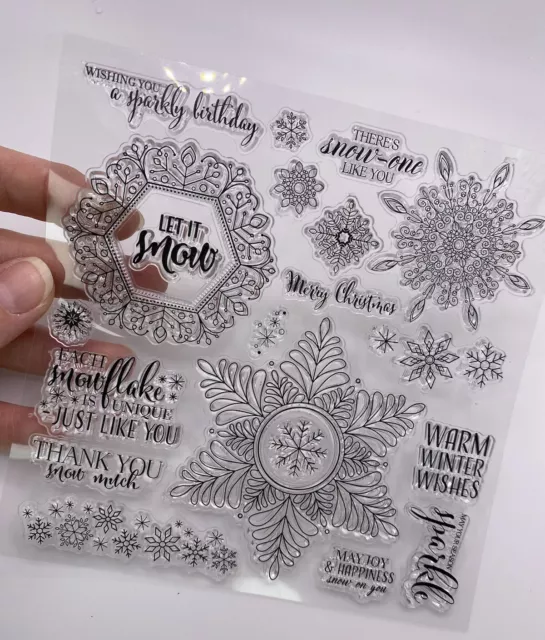 Christmas Rubber Stamp (No Block) Scrapbook Card Making Snowflake Affirmations