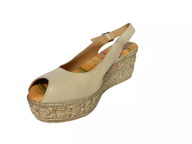 RAQUEL PEREZ 12986 Sandales Femmes Compensé Moyenne Véritable Cuir Beige 3