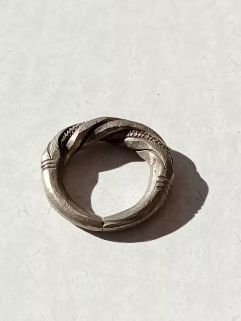 A Genuine Rare Ancient Viking Ring Silvred Twisted Artifact Authentic Antique 2