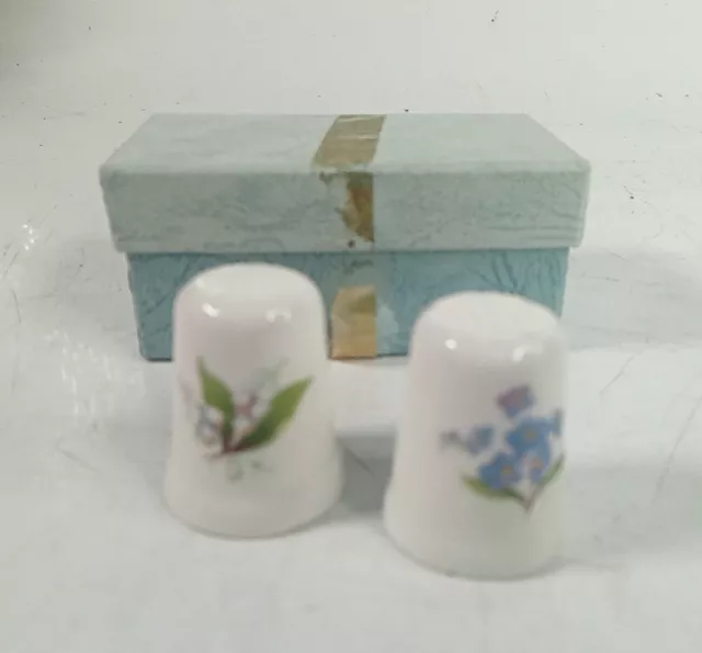 St George - Pair of Vintage Fine Bone China Thimbles in a Box