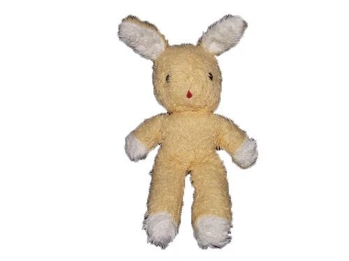Doudou Nounours Vintage Lapin orange et blanc  35cms langue rouge