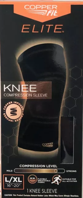 1 Pack Copper Fit Elite Compression Knee Sleeve Size L/XL 16-20" Unisex New