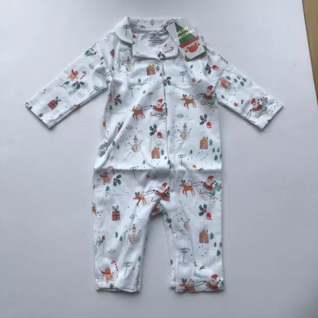 Next Baby Christmas Ecru Print Bodysuit  *BNWT*