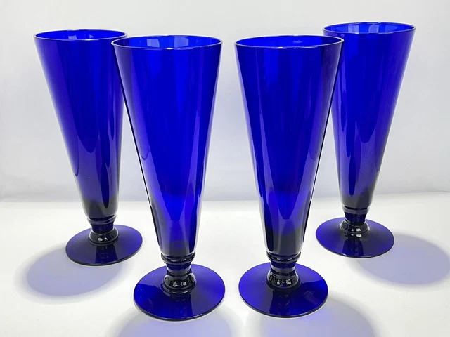 Platos de postre raros Gibson clásicos Annapolis azul cobalto 8-1/2 pulgadas de alto - conjunto de 4