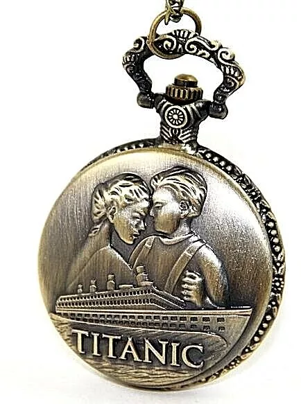 Titanic Pocket Watch Rose Jack Leonardo DiCaprio Kate Winslet Movie Fob Chain UK