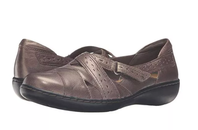 CLARKS COLLECTION LEATHER Slip-on Shoes Ashland Spin Loafers Pewter $24 ...