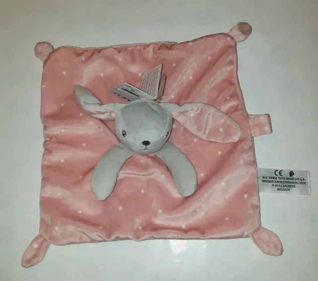 Doudou Plat Étoile Rose Gris Simba Toy Benelux Lapin
