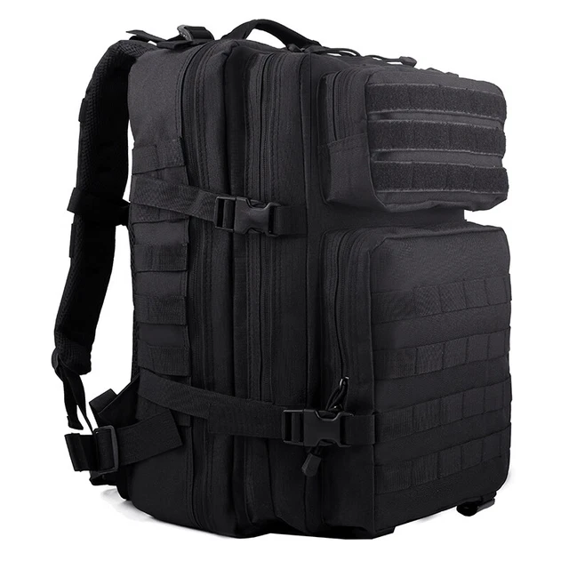 MGFLASHFORCE Rugzak Heren, Uitbreidbare Tactische Reistas 24L-35L, Molle Daypack met 15.6 Laptopvak, Handbagage Rugzak (Zwart