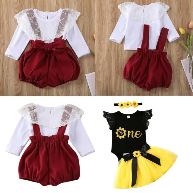 Newborn Baby Girls Clothes Romper Bloomers Skirt Birthday Party Dress Outfits