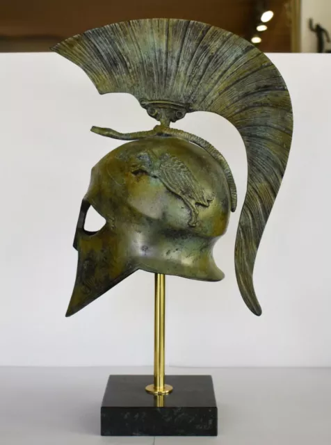 Ancient Greek Spartan Corinthian Helmet - Classic Period - Marble Base - Bronze