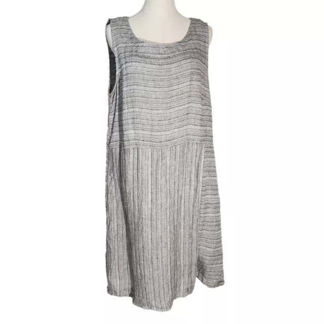 J. Jill PureJill Linen Sleeveless Gray Faux Wrap Midi Dress Womens Size L