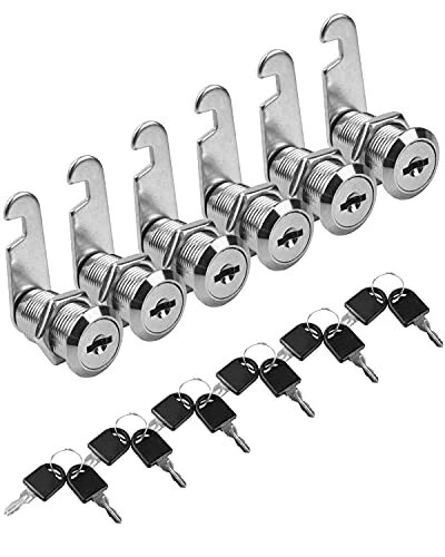 Cabinet Locks, 6 Pcs Keyed Alike 1-1/8 Inch (30mm) Cylinder Locks