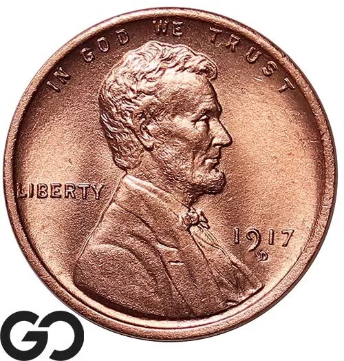 1917-D Lincoln Cent Wheat Penny, Nice Red, Solid Gem BU++ RD Better Date!