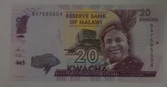 Malawi 20 kwacha 2016 Pick 63c FDS/UNC