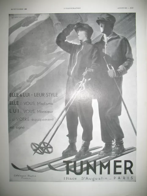 Tunmer Press Advertisement Snow Ski Equipment Illustration Vineyard Ad 1930