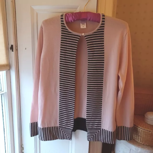 Anne Klein Donna 100% Lana Merino Longline Cardi Taglia M Nuovo