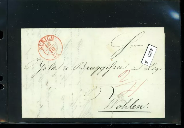 BM2591, Schweiz Vorphilatelie, Brief nach Wohlen (Aargau), aus Zürich, 1844