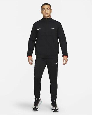 Men's Nike F.C Knit Football Tracksuit Sz M Black/Habanero Red/White DH9656 010