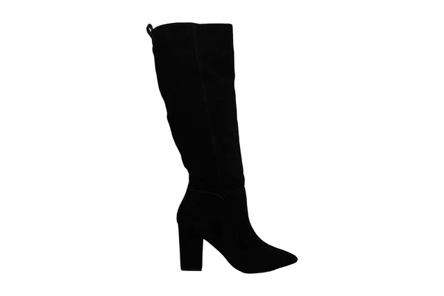 Steve Madden Womens Raddle Suede Pointed Toe Mid-Calf Fashion, Black 4, Size 7.5