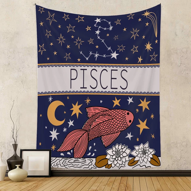 Zodiac Constellation Tapestry Astrology Pisces Wall Hanging Background Home Deco