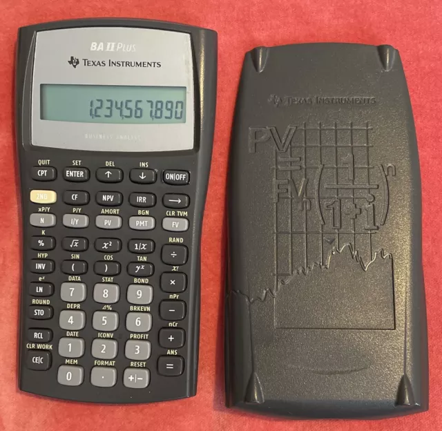 Texas Instruments BA II Plus Calculator - Fully Working With Hard Slide Cover