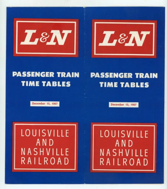 1967 Louisville & Nashville Railroad Passenger Train Time Tables L & N Dec