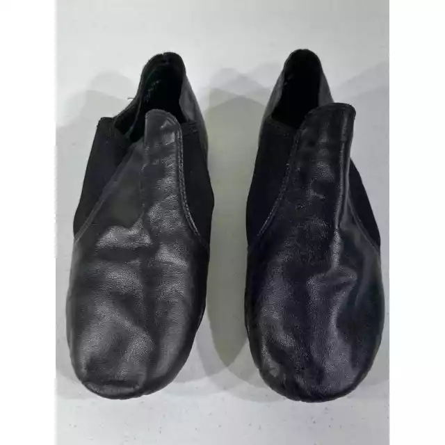 Capezio Dance Jazz Shoes Black Leather Split Sole Slip On Girls Size 11 M