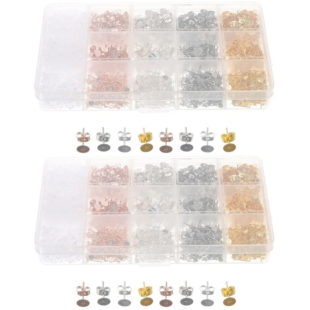 2 Cajas Accesorios de Joyería Pendientes Hallazgos Aportes Pendientes Redondos
