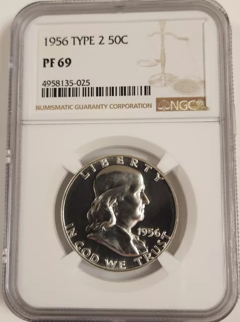 1956 Proof Franklin Silver Half Dollar Type 2 .50 NGC PF69