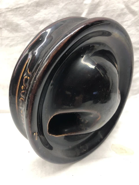 Vintage Unique Brown Large Ceramic Porcelain Glazed Electric Insulator