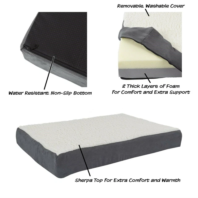 Orthopedic Dog Bed Memory Foam Cozy Sherpa 30 x 20 x 4 Washable Cover 3