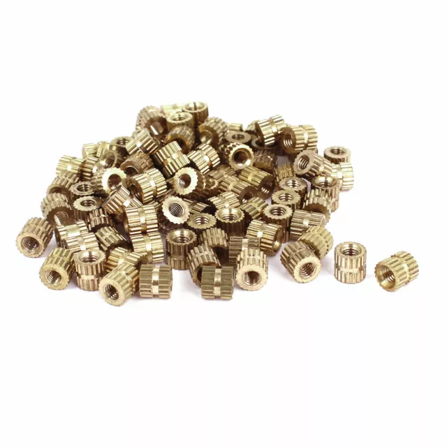 M3 x 5 mm (L) -5 mm (OD) Metric fileté laiton Molette ronde Insert Nuts 100 pcs