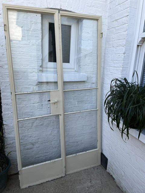 A Pair Of Reclaimed Steel Crittall French Double Doors Windows