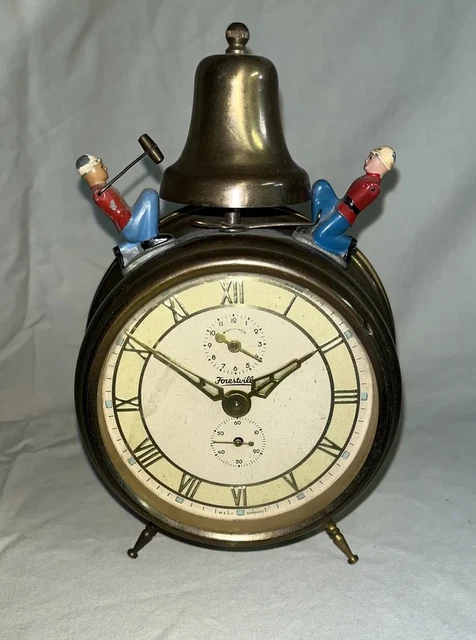 Forestville Luminecsent Mechanical Top Bell Alarm Clock W Germany-Works