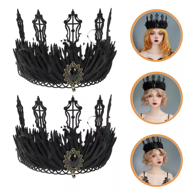 2 Pcs Women Hair Accessories Fabric Tiara Birthday Tiaras Headband Black Miss