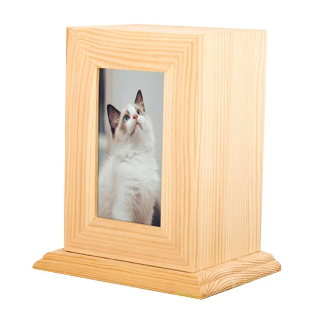 Pet Cremation Urn Cat Dog Wood Memory Box With Photo Frame Keepsake