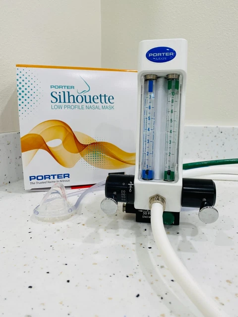 Porter MXR-3000 Dental Nitrous Flowmeter with Porter Silhouette set up