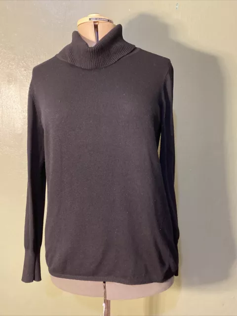 LULUS Sweater Womens Size Large Fireside Chats Black Knit Ribbed Turtleneck