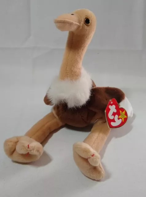 TY Stretch the Ostrich Beanie Baby Stuffed Animal Toy