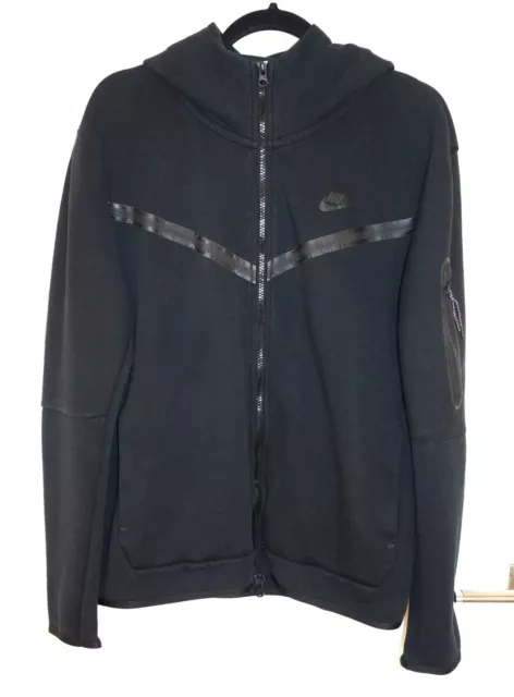 Felpa con cappuccio Nike Tech pile nera cerniera intera taglia large CU4489-010